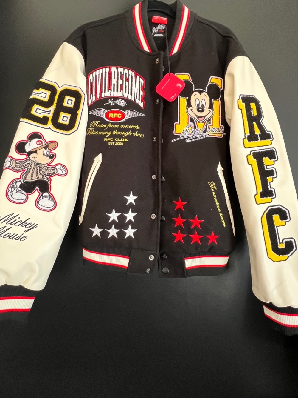 Civil Regime 2025 Mickey Mouse Varsity Jacket in Dark Navy